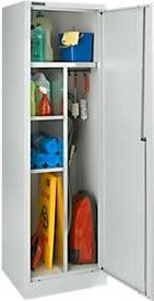 Schäfer Shop Pure Putzmittelschrank aus Stahl, abschließbar, Farbe: Lichtgrau RAL 7035, H: 193,5 cm - Bild 1