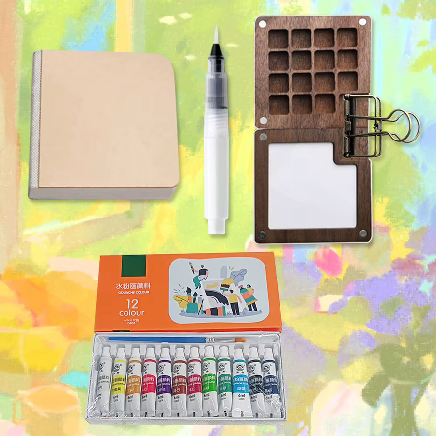 Tragbare Mini-Aquarell-Palette aus Holz für Kinder - Bild 3
