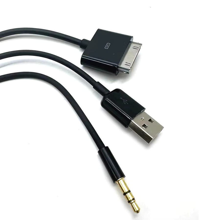 ZHONGSHANQIANYU 30-Pin auf 3,5 mm Klinke und USB Audio-Ladekabel für iPhone und iPod in Schwarz oder Weiß - Bild 2