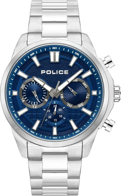 Police Herrenuhr Rangy, Quarz, Edelstahl, Blau, 44 mm, 5 ATM - Bild 1