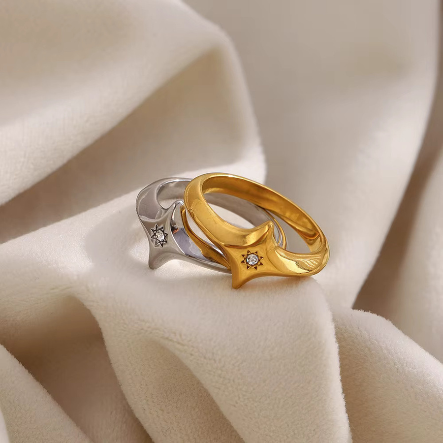E.B.belle Vierzackiger Stern-Zirkon-Ring, Edelstahl, Damen - Bild 3