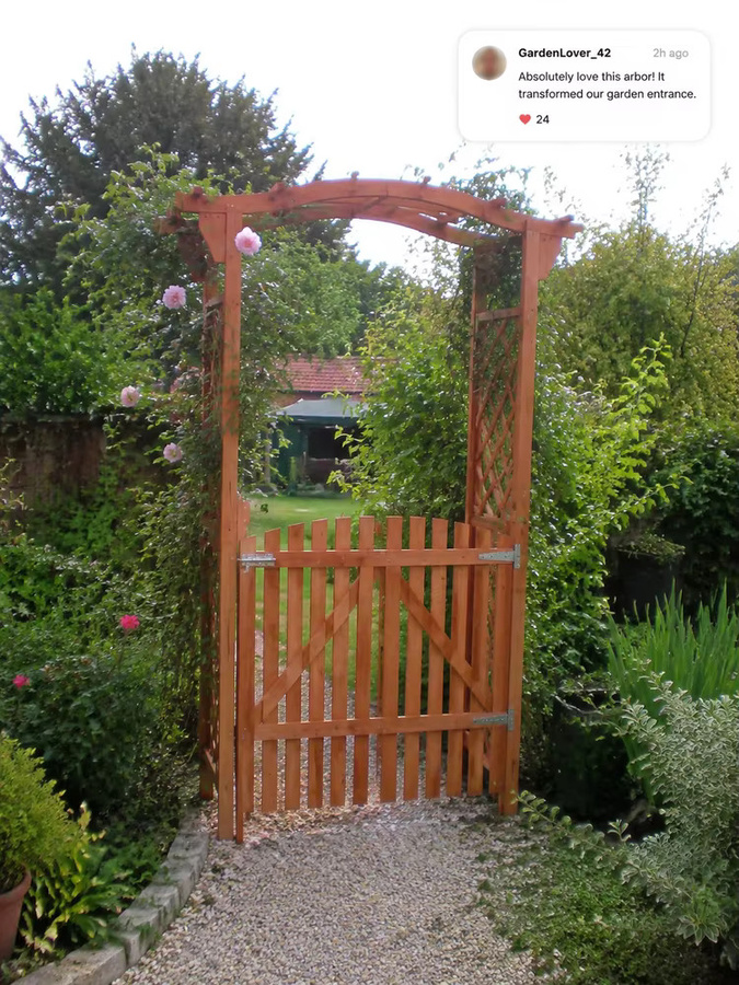 Pergola aus massivem Tannenholz mit Tor in Braun, B/T/H: 116 x 40 x 204 cm - Bild 4