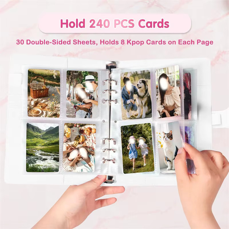 Transparentes DIY PVC Fotoalbum mit 25 Blättern und 4-Fächer-Aufbewahrungstasche als Loseblatt-Notizbuchhülle und Fotokartenhalter - Bild 2