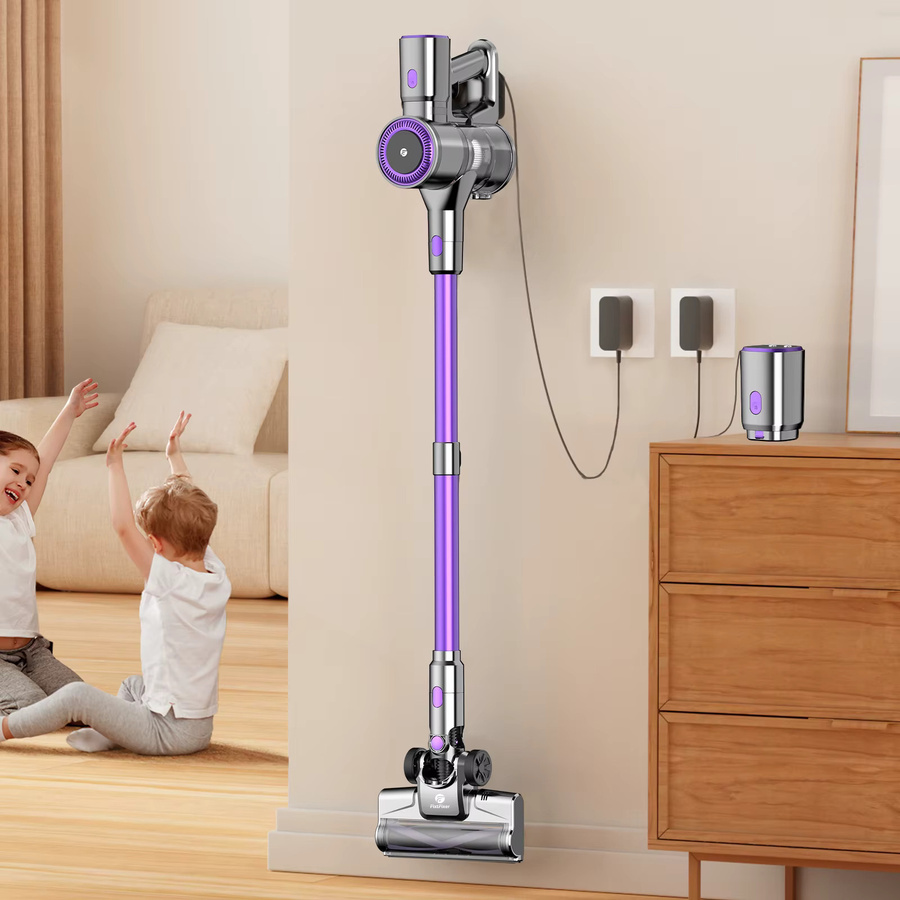 Vortisys Kabelloser Stabstaubsauger mit 60KPA Saugkraft, LED-Bürste und Anti-Verwicklungs-Roller, bagless, Blau - Bild 6