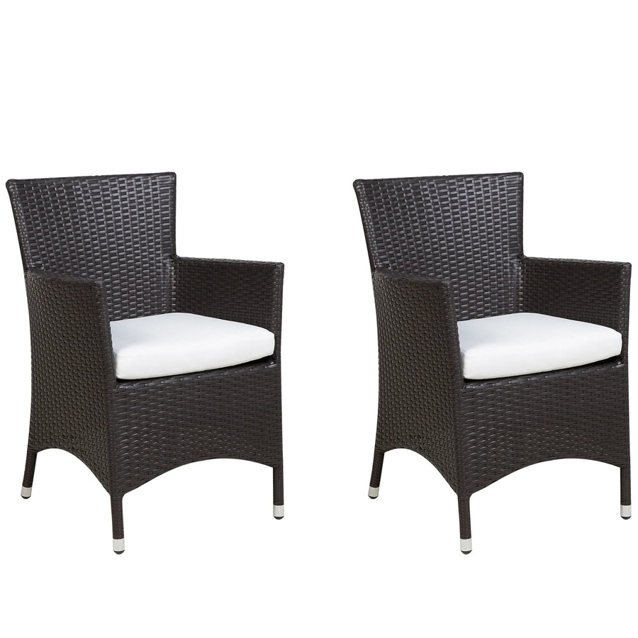 Beliani Gartenstuhl aus Rattan und Metall in Braun und Weiss, B/T/H: 52 x 52 x 86 cm - Bild 2