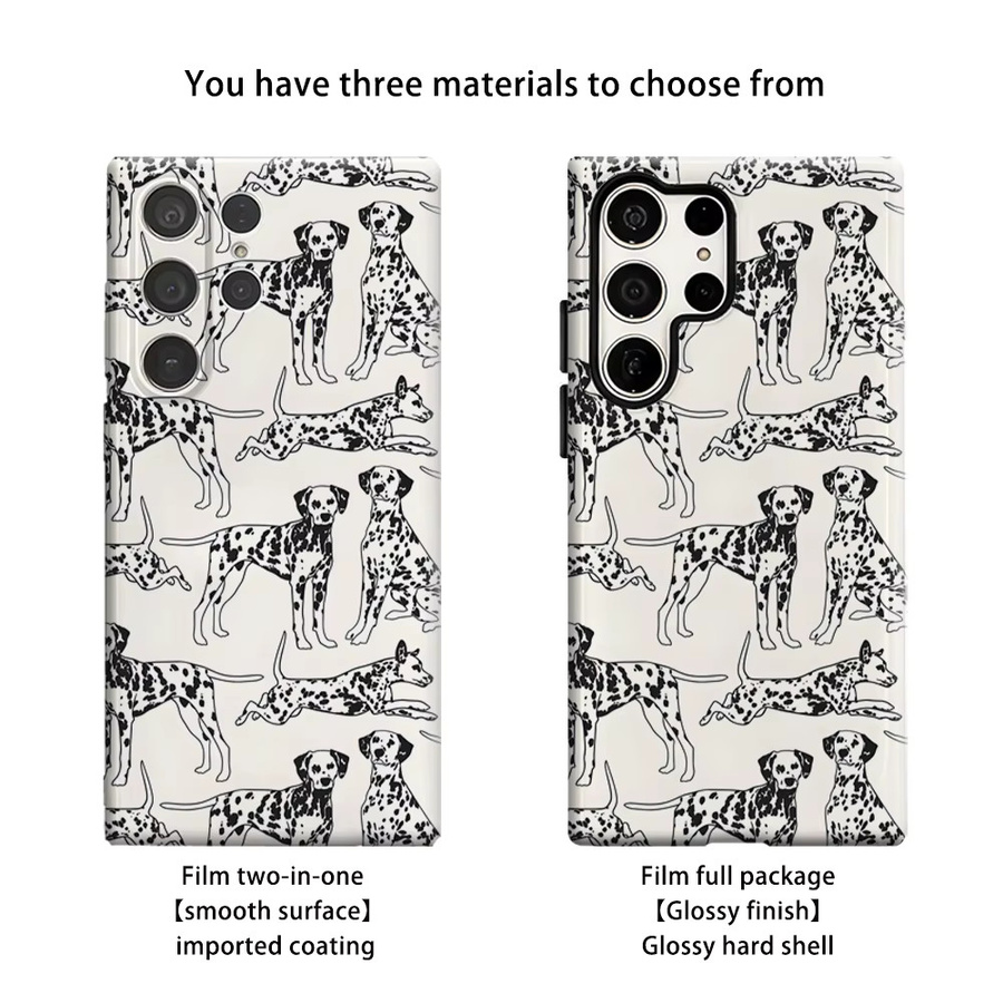 Stoßfeste Doppelschicht Handyhülle mit Dalmatiner-Muster für Samsung Galaxy S26 S25 Ultra S24 S23 Ultra Plus in Weiß - Bild 2
