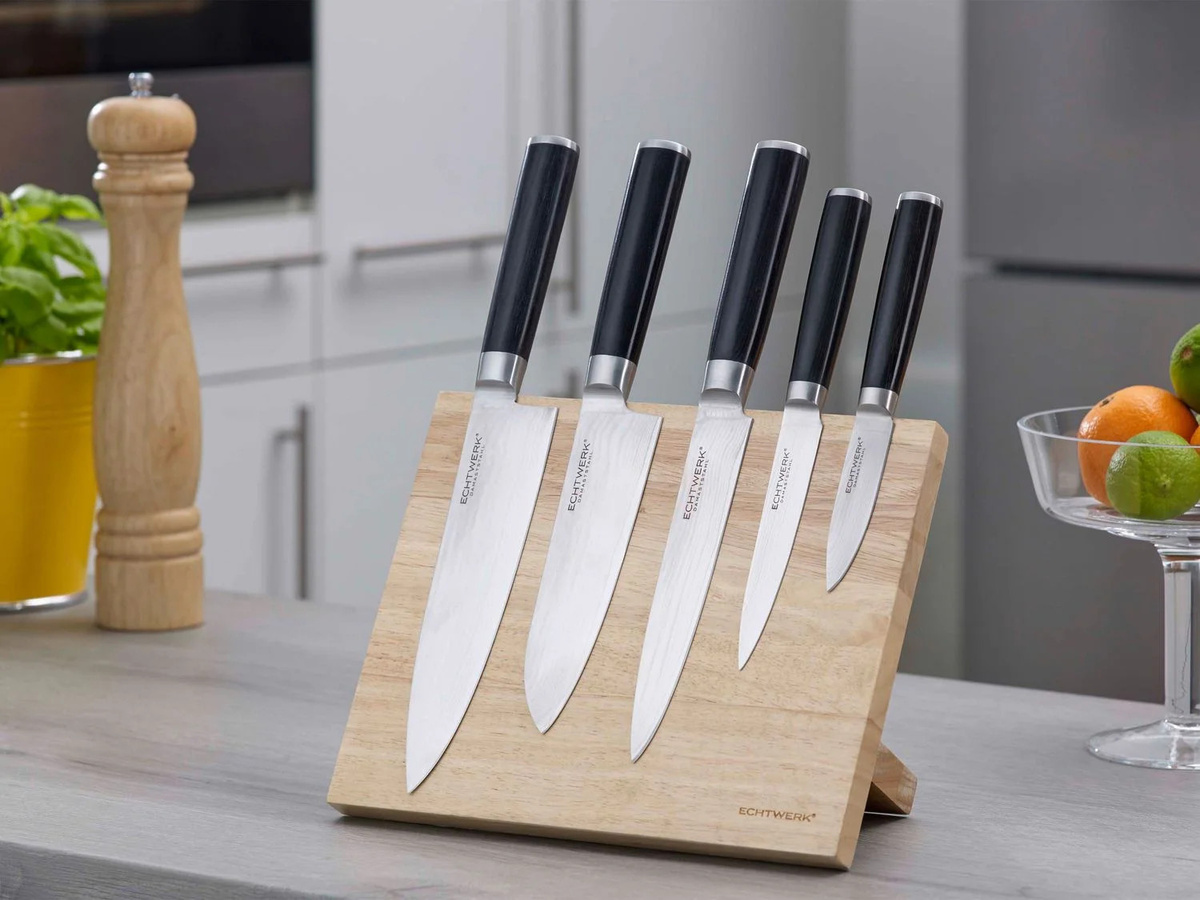 ECHTWERK Damaszener Messer Set 6-teilig mit Magnetmesserblock in Silber - Bild 2