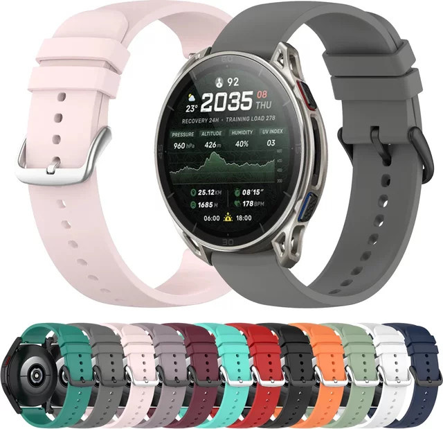 Uhrenarmband Silikon, Schwarz, Unisex, 20/22mm - Bild 1