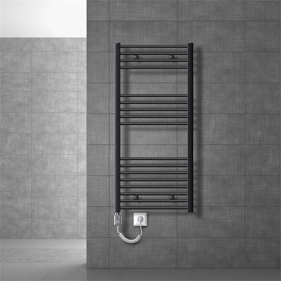 LuxeBath Badheizkörper Elektrisch mit Heizstab 900W Anthrazit Gerade B/B/H: 60 x 120 cm - Bild 1