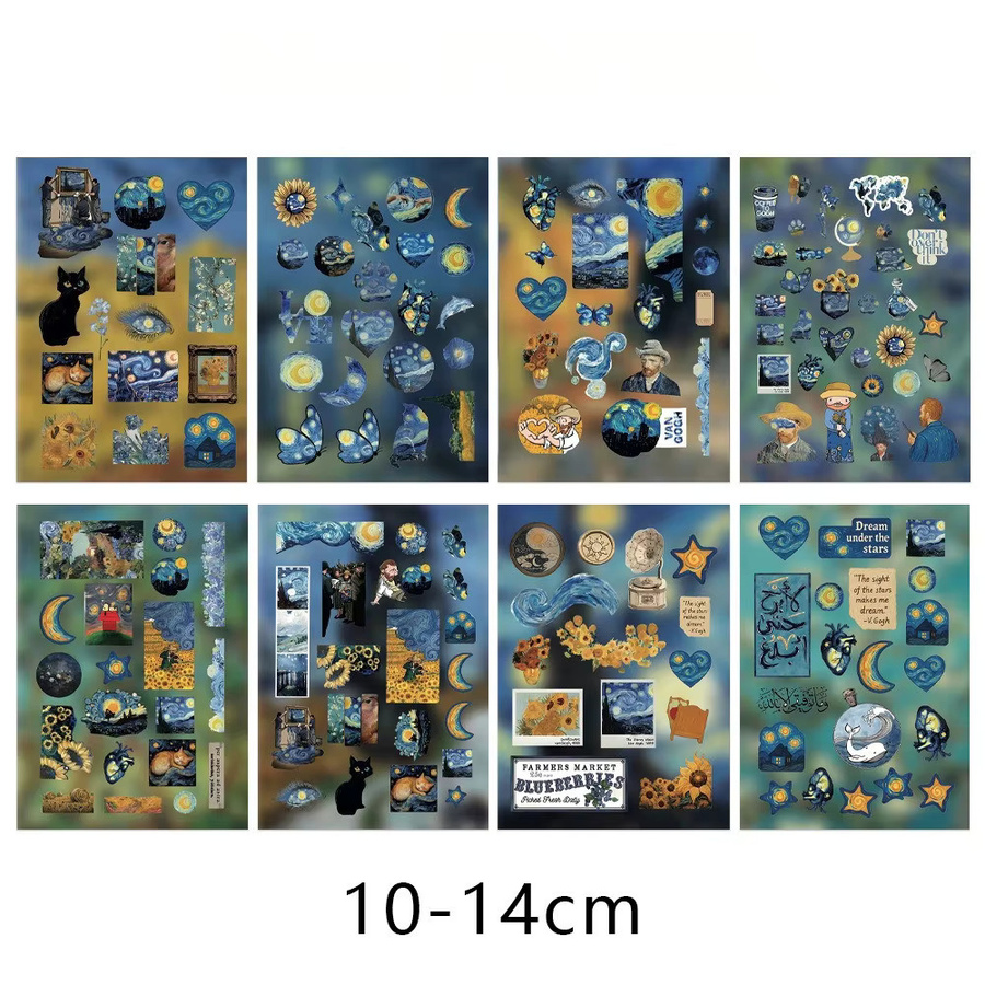 8 Stück Van Gogh Aufkleber mit künstlerischen Retro-Gemälden, wasserfeste Dekoration in Mehrfarbig von BulingBulingStickers Store - Bild 2