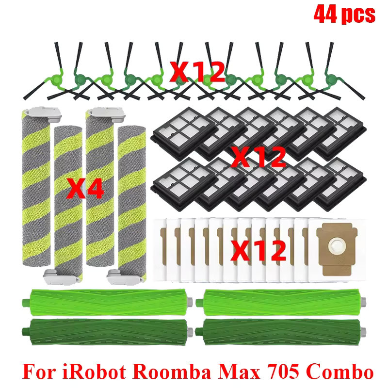 Ersatzteil-Set für iRobot Roomba Max 705 Combo mit Hauptseitenbürste, Rollenmopp, Staubbeuteln und Filtern - Bild 4