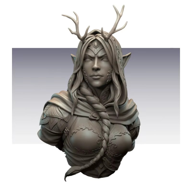 JIJIE Elbenkrieger-Statue, Büstenmodellbausatz, Fantasy, Maßstab 1:12 - Bild 2
