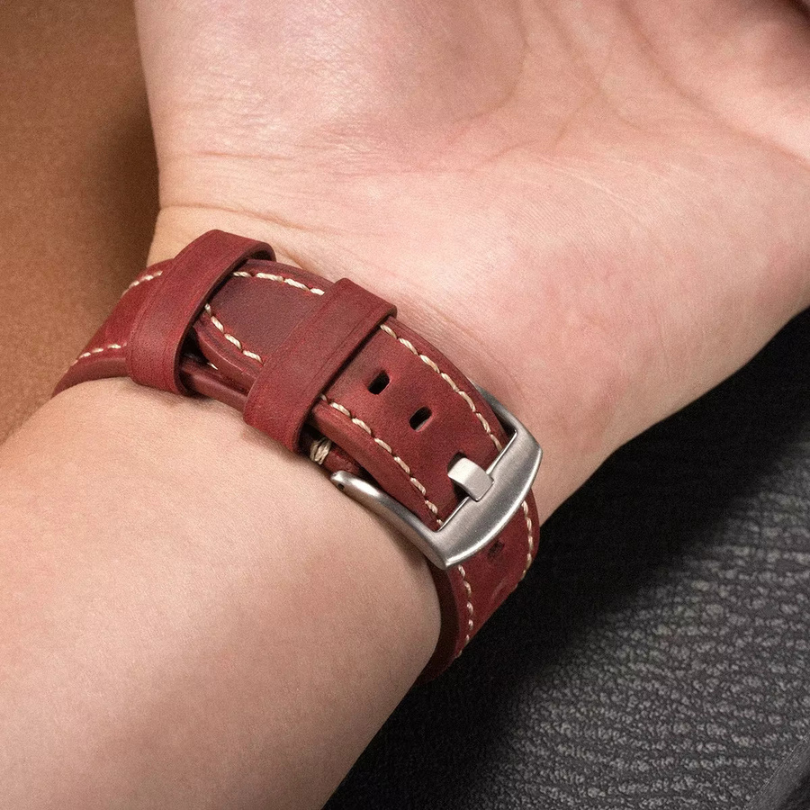 CAOWTAN Uhrenarmband Leder, Vintage, Samsung Galaxy Watch 8 40 44 mm - Bild 3