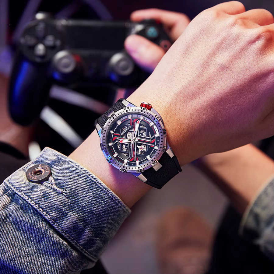 Deesio Armbanduhr, Automatik, Edelstahlgehäuse, Kautschuk, Herren, Schwarz - Bild 3