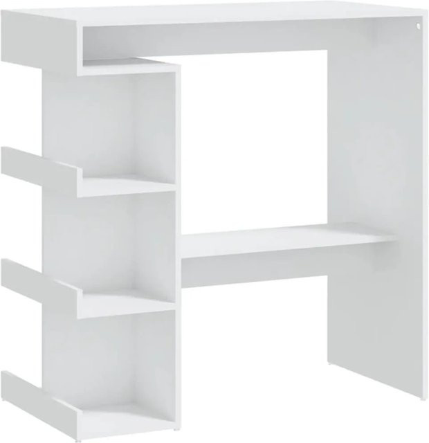 vidaXL Bartisch mit Regal in Weiß aus Holzwerkstoff, modernes Design, B/T/H: 100 x 50 x 101,5 cm - Bild 1