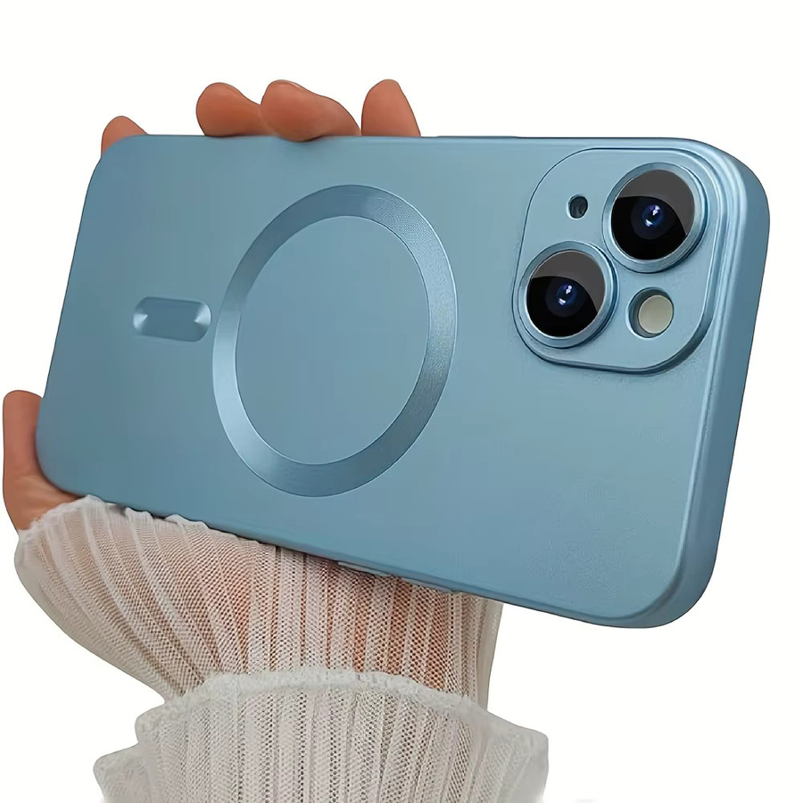 Magnetische Handyhülle für iPhone 17 16 15 14 13 12 11 mit mattem Metallic-Glanz und Kameraobjektivschutz in Pink - Bild 3