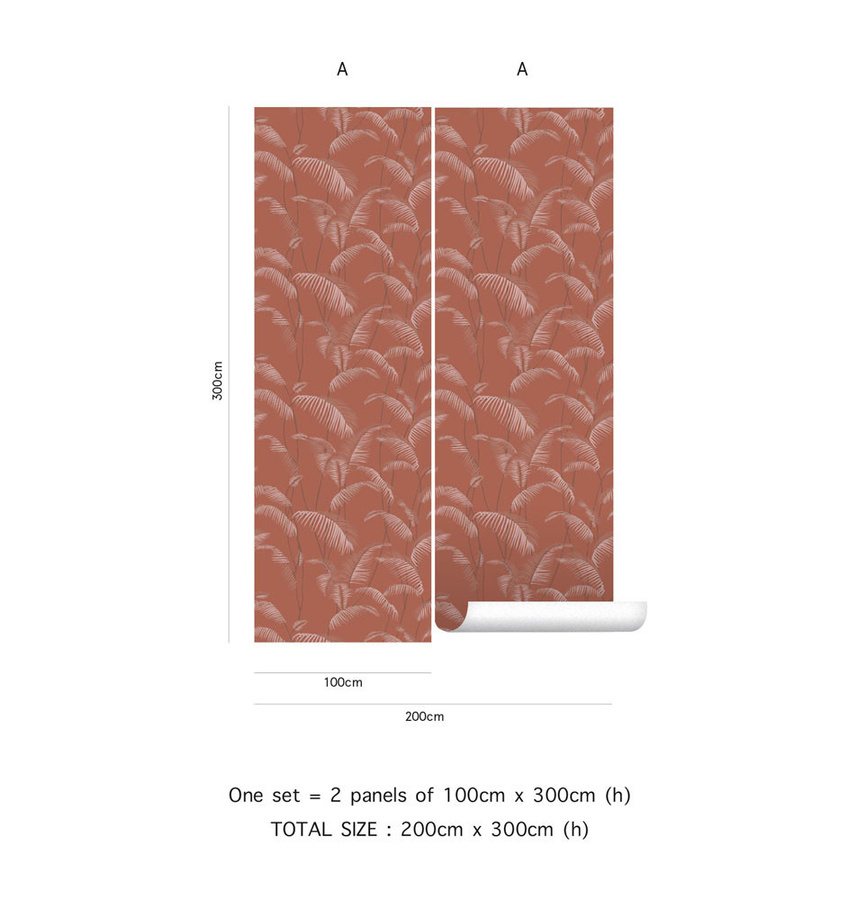 Tenue de Ville Tapete Majorelle in Terracotta mit floralem Art-Deco-Design und botanischem Muster, Vlies-Tapete - Bild 1