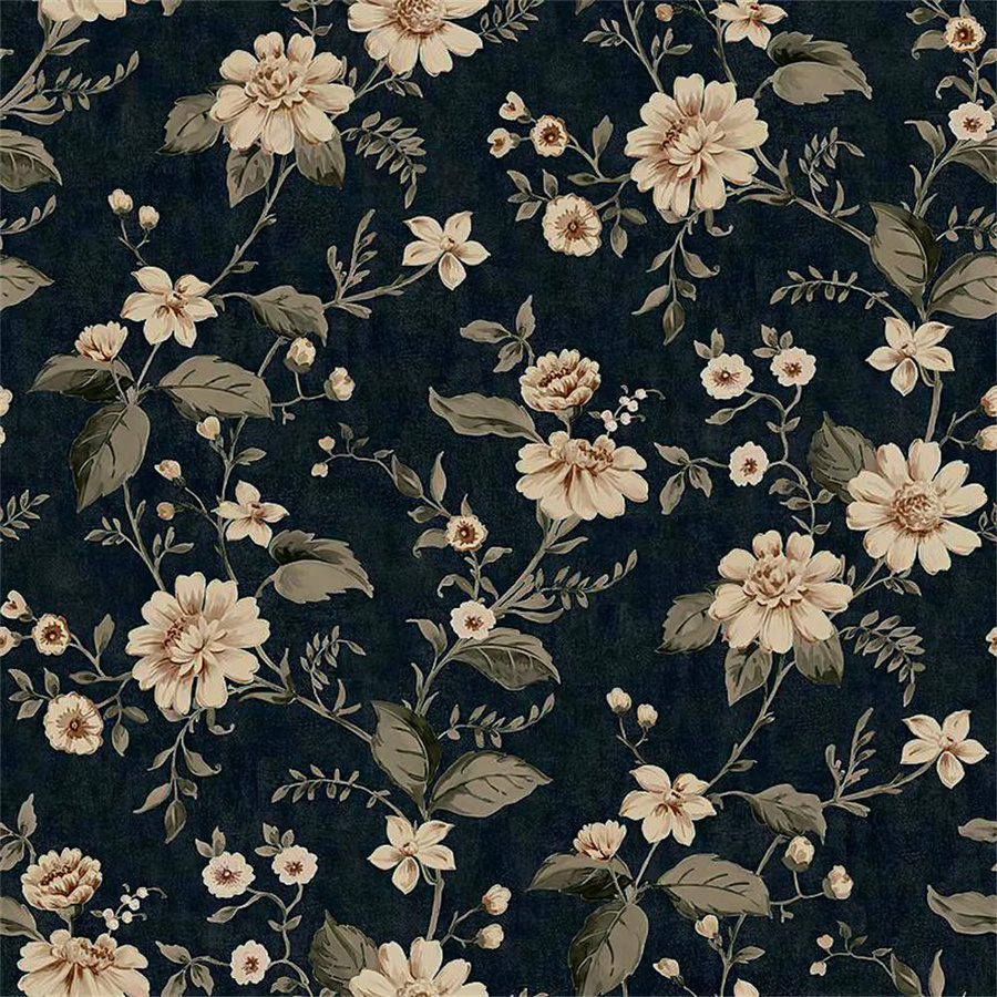 Beibehang Französische Tapete mit Blumenmuster in Schwarz für Wohnzimmer, Schlafzimmer, Esszimmer und Eingangsbereich - Bild 3