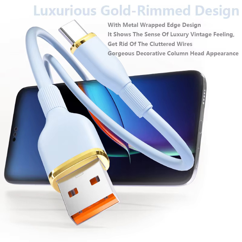 NNBILI Flüssigsilikon USB-A auf USB-C Schnelllade-Datenkabel 100 W in Weiß - Bild 3