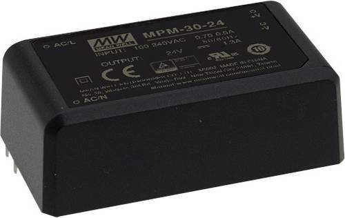 Mean Well MPM-30-5ST AC/DC-Printnetzteil, 5 V/DC, 6A, Schwarz - Bild 1