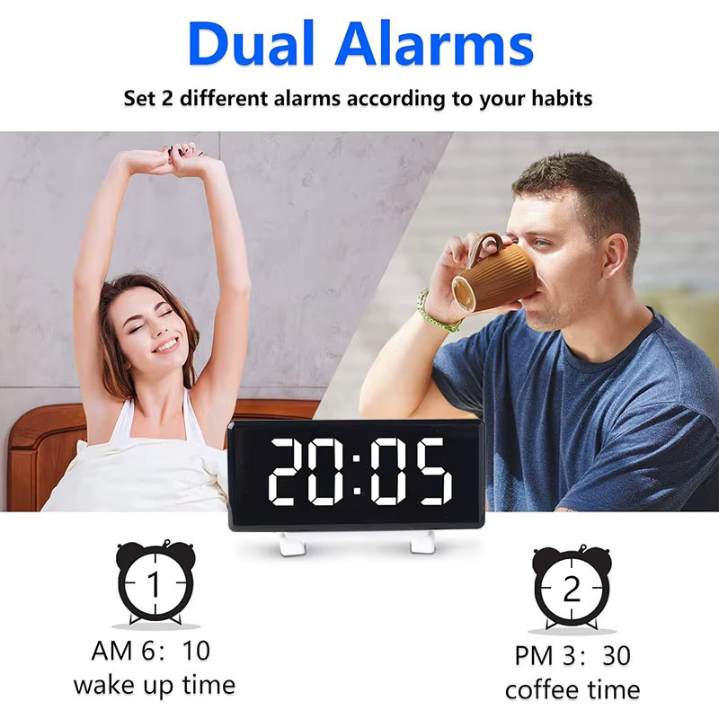 LOVOCK Digitaler Wecker mit großem LED-Display in Weiß, moderne elektronische Tischuhr für Schlafzimmer, Büro und Nachttisch - Bild 2