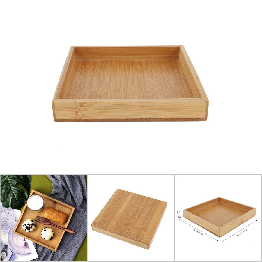 Rechteckiges Serviertablett im japanischen Stil von TOMTOP JMS in Braun, B/T/H: 19,3 x 19,3 x 3 cm - Bild 2