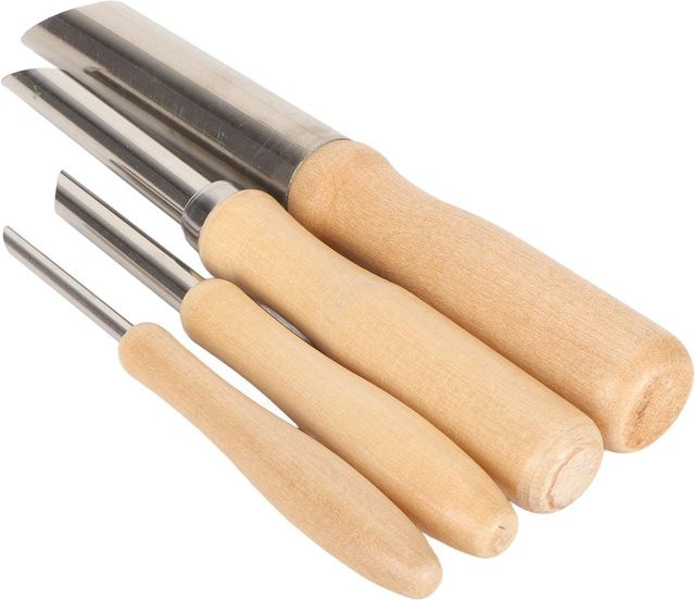 GoolRC Tonlochschneider Set aus rostfreiem Edelstahl und Holz in Beige und Silber, 4 Stück Schnitzwerkzeuge für Töpferwaren und Bildhauerei - Bild 1