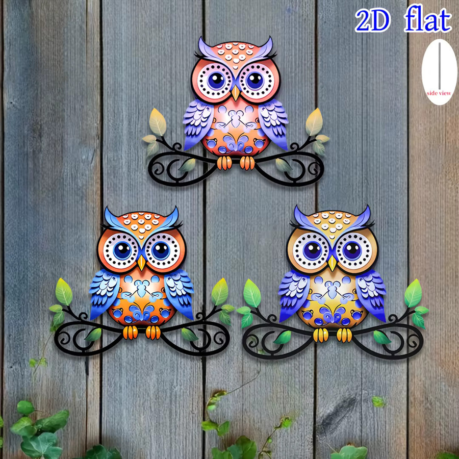 DDPNKL 3-teilige Wanddekoration aus Metall im Bohemian-Stil mit Eulenmotiv in Multicolour - Bild 3