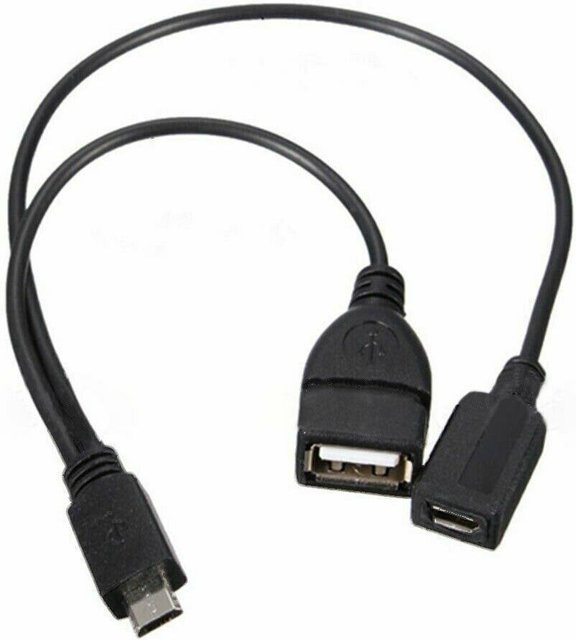 CUJMH 2 in 1 Micro USB Host Splitter OTG Kabel für Fire TV Stick 2. und 3. Generation, Schwarz, Länge: 20 cm - Bild 1