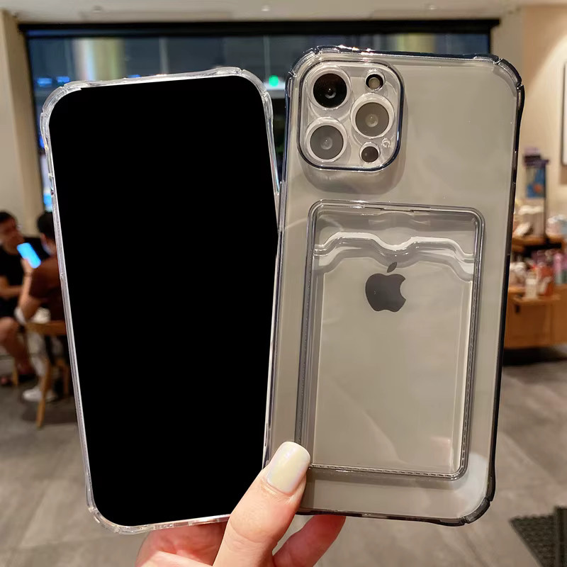 Transparente Brieftasche und Kartenhalter als weiche Hülle für dein iPhone (kompatibel mit iPhone 11 bis iPhone 17 Pro Max) in Transparent und Grau - Bild 3