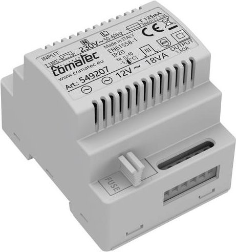 Comatec TBD201812F4 Hutschienen-Netzteil DIN-Rail 12 V/AC 1.5A 18 VA in Grau und Weiß - Bild 1