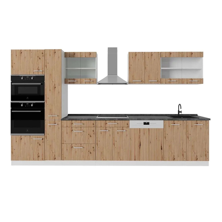 Vicco R-Line Küchenzeile Artisan Eiche und Weiß mit Hochschrank Anthrazit, Breite: 350 cm - Bild 2