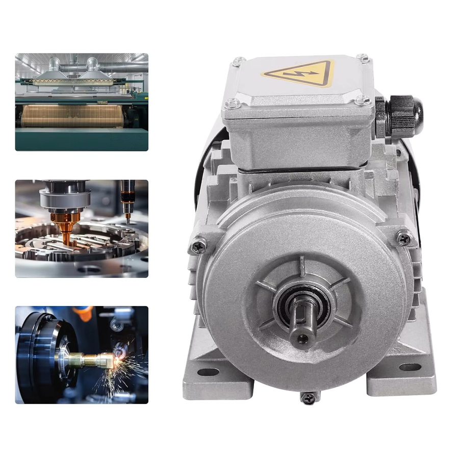 Bymaocar Dreiphasiger Elektromotor 0,75 kW mit 1400 U/min, Energiesparender Spulenmotor aus reinem Kupfer in Silber mit Aluminiumgehäuse - Bild 5