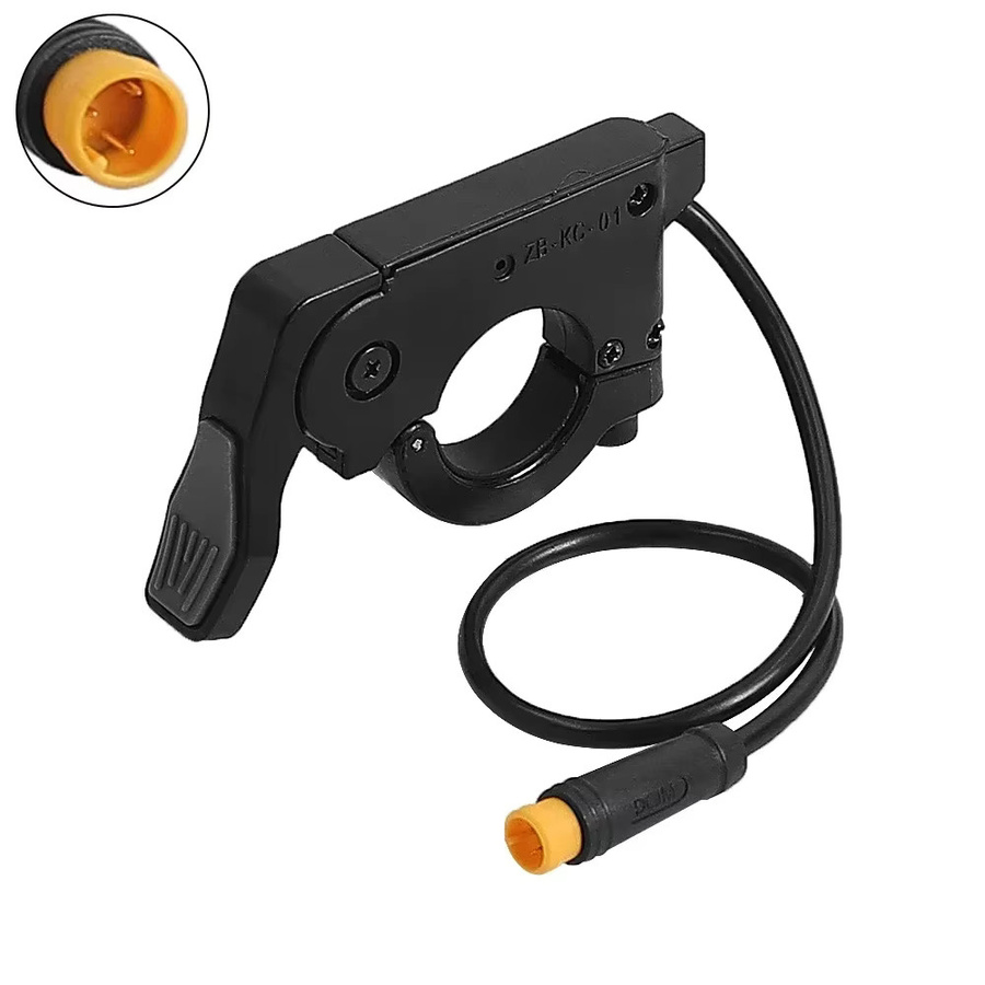 E-Bike Daumendrossel mit 3-Pin Stecker für elektrische Fahrräder und Roller, Schwarz, Lenkerdurchmesser: 22 mm - Bild 3