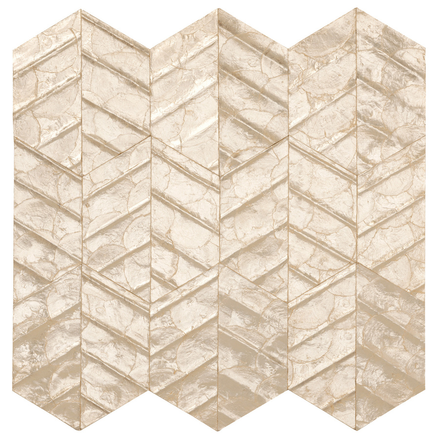 Arte Wallpaper Lucea Coquille in Beige mit Capiz-Muscheln und geometrischem Design - Bild 1