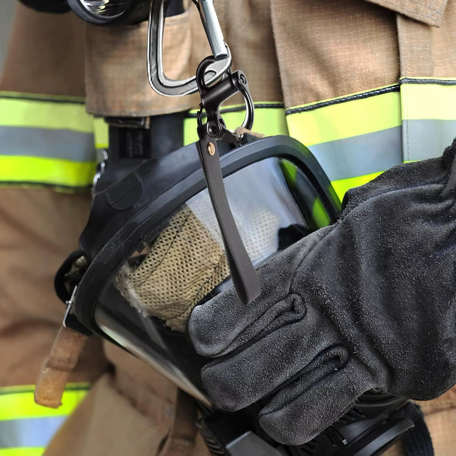 NERISXB Schnellverschluss-Clip-Schäkel aus Edelstahl 316 mit Ledergriff für SCBA-Masken und Feuerwehr-Rigging-Zubehör - Bild 4