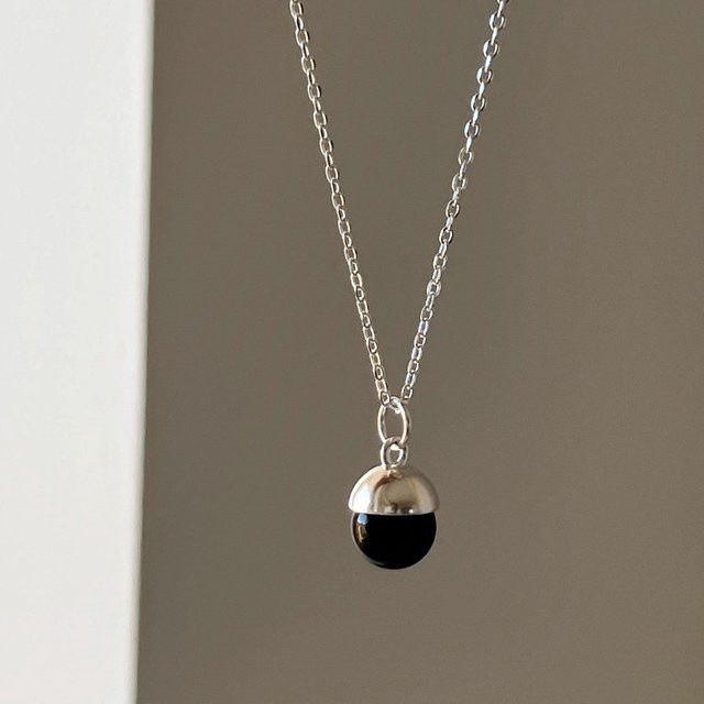 Lakecrystal Halskette 925 Silber, schwarze Kugel, Damen - Bild 1