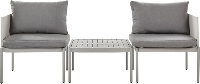 Beliani Lounge Set TERRACINA Modernes Gartenmöbel-Set aus Aluminium und UV-beständigem Polyester in Grau mit 2-Sitzer Sofa, Lounge-Sesseln und Couchtisch - Bild 1