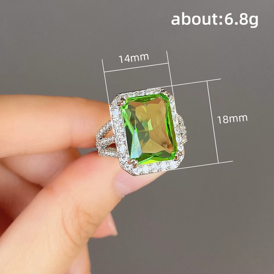 Huitan Ring, Silber, Grüne Zirkonia, Damen - Bild 2