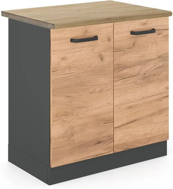 Vicco Spülenunterschrank R-Line Goldkraft Eiche und Anthrazit, B/T/H: 80 x 60 x 81,6 cm - Bild 1