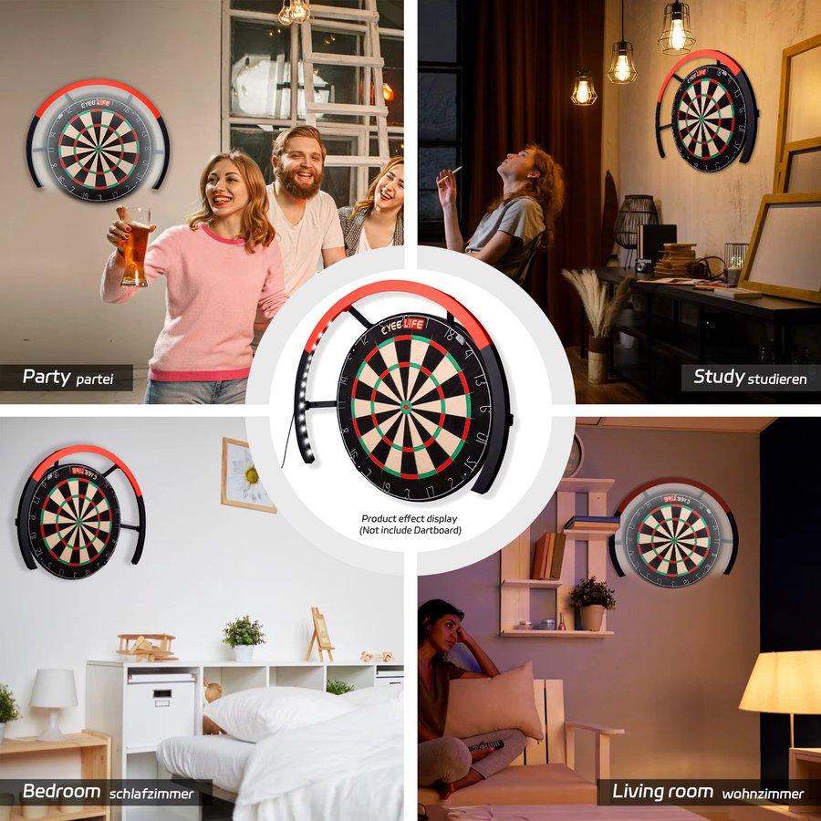 CyeeLife LED-Dartscheibenbeleuchtung mit 240 Grad RGB-Licht in Schwarz - Bild 6