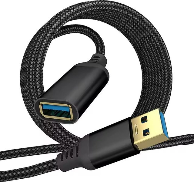 Fomscvka USB 3.0 Verlängerungskabel mit geflochtener Hülle in Grau - Bild 1