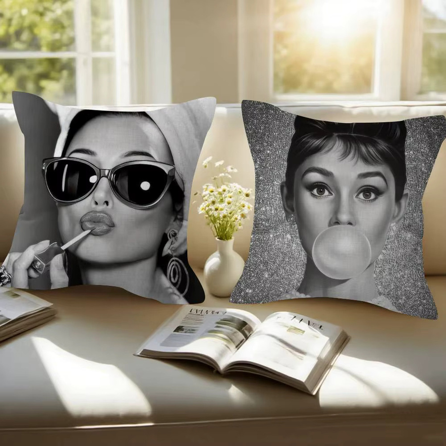Kayoom Kissenbezug Audrey Hepburn Lipstick Design für Sofa und Auto, 30 x 30 cm - Bild 2