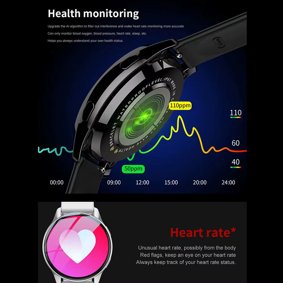 DIXSG Smartwatch, Schwarz, Roségold, Silikon, Unisex, Wasserdicht - Bild 2