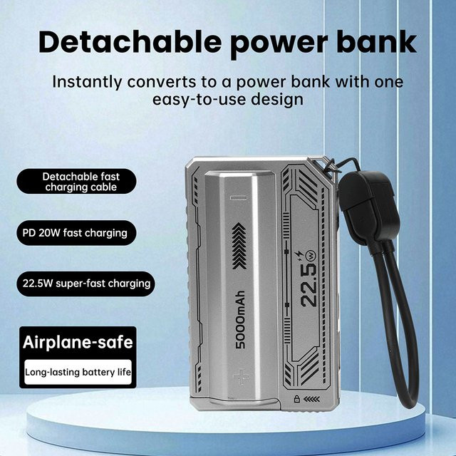 Gaqqee PD 20 W Schnelllade-DIY-Batteriegehäuse für 21700 Akkus, einzelliges lötfreies Powerbank-Gehäuse mit abnehmbarem Leistungsmodul und integriertem Kabel, Schwarz - Bild 1