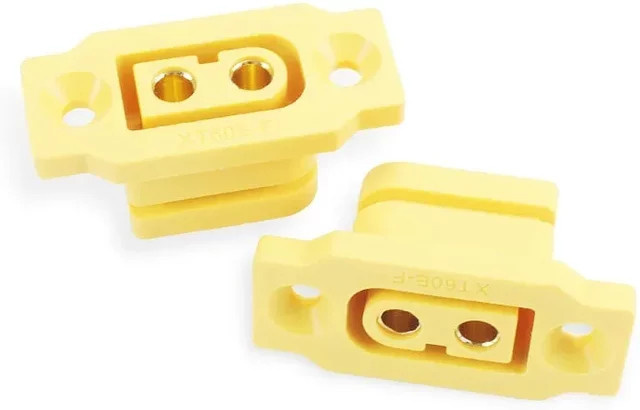 AMASS XT60E-M Stecker für Panelmontage in Schwarz mit vergoldeten Messingkontakten und Hochtemperatur-Nylon für RC-Stromanschlüsse - Bild 1