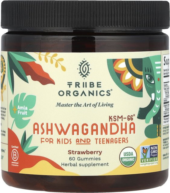 Tribe Organics Ashwagandha KSM-66® Erdbeergeschmack 60 Gummibärchen - Bild 1