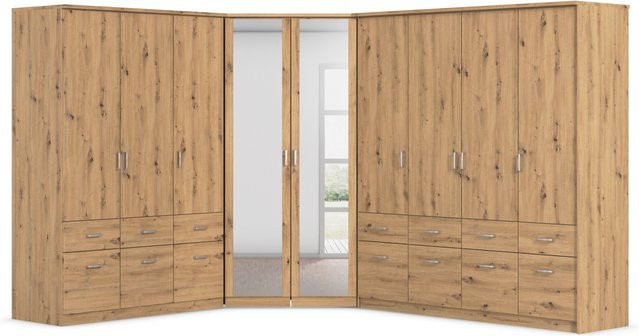 RAUCH Eckschrank Bremen Blue 9-türige Schranklösung in Eiche Artisan Braun mit integrierten Schubladen und Spiegel - Bild 1