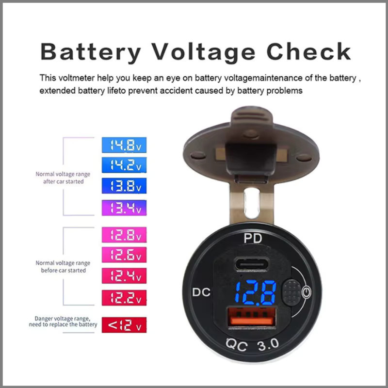 Hella Motorrad USB-Ladegerät mit USB-C und Dual USB Anschlüssen sowie Voltmeter und Ein-Aus-Schalter in Metallgehäuse für BMW Ducati Triumph - Bild 3