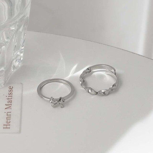 Allbestart Ringe Set, Schleifenknoten, Metalllegierung, Silber, Damen - Bild 1